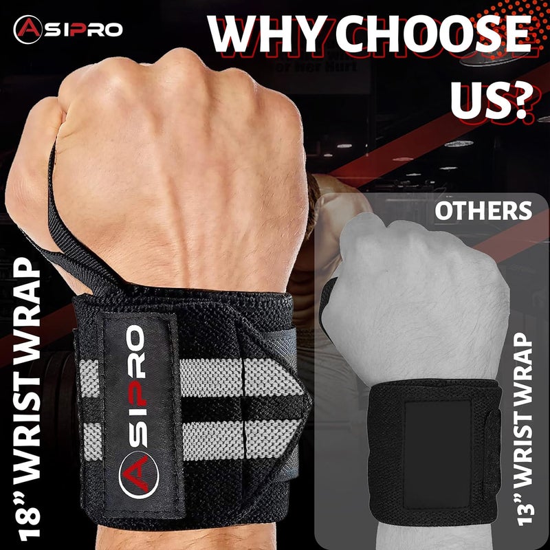 ASIPRO Wrist Wraps for Weightlifting 18" Wrist Straps for Weightlifting Weight Lifting Wrist Wraps for Men & Women, Muñequeras para Gym Wrist Support for Working Out, Gym Wrist Wraps for Powerlifting - Image 5